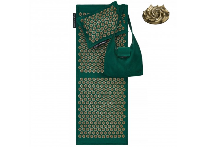 Килимок акупунктурний з подушкою 4FIZJO Eco Mat XL Аплікатор Кузнєцова 4FJ0290 Navy Green/Gold