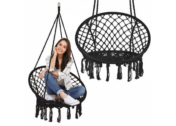 Підвісне крісло-гойдалка (плетене) Springos SPR0041 Black