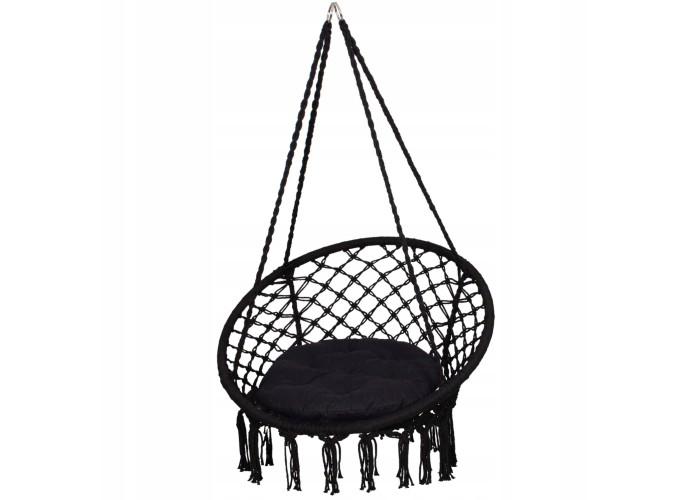Підвісне крісло-гойдалка (плетене) з подушкою Springos SPR0028 Black