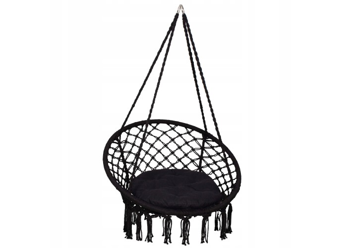 Підвісне крісло-гойдалка (плетене) з подушкою Springos SPR0028 Black
