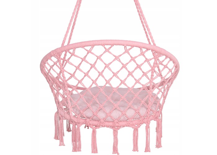 Підвісне крісло-гойдалка (плетене) з подушкою Springos SPR0029 Pink