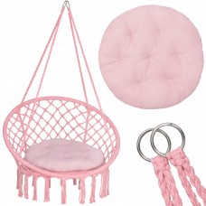 Підвісне крісло-гойдалка (плетене) з подушкою Springos SPR0029 Pink