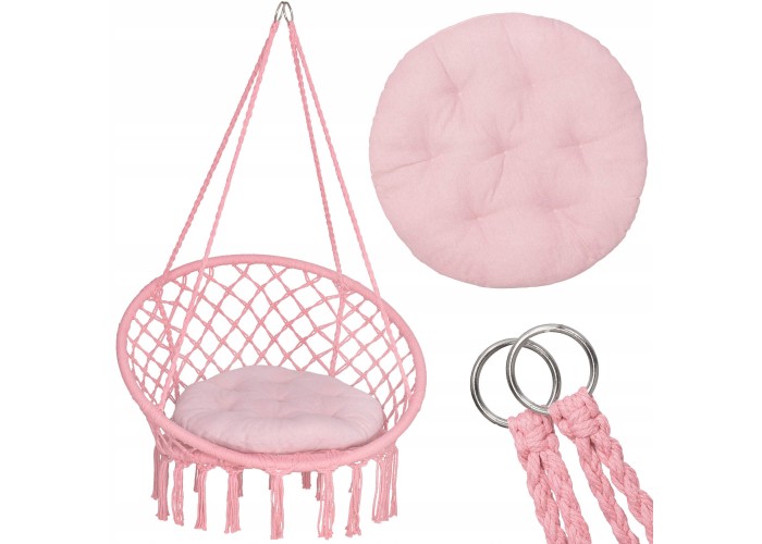 Підвісне крісло-гойдалка (плетене) з подушкою Springos SPR0029 Pink