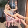 Підвісне крісло-гойдалка (плетене) з подушкою Springos SPR0029 Pink