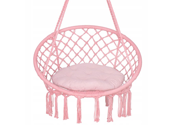 Підвісне крісло-гойдалка (плетене) з подушкою Springos SPR0029 Pink