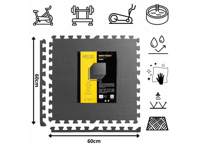 Мат-пазл (ластівчин хвіст) 4FIZJO Mat Puzzle EVA 180 x 120 x 1 cм 4FJ0387 Black