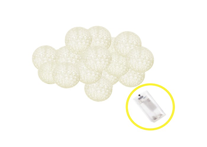 Гірлянда на батарейках Springos Cotton Balls 2 м 10 LED CL0032 Warm White