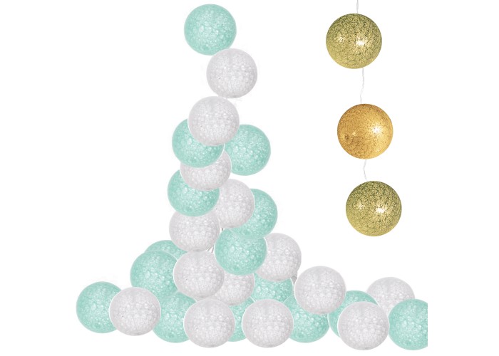 Гірлянда на батарейках Springos Cotton Balls 6 м 30 LED CL0052 Warm White
