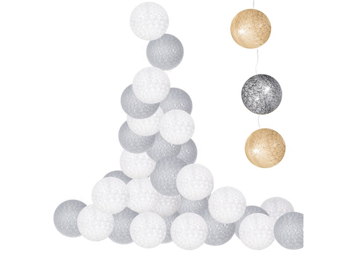 Гірлянда на батарейках Springos Cotton Balls 6 м 30 LED CL0053 Warm White