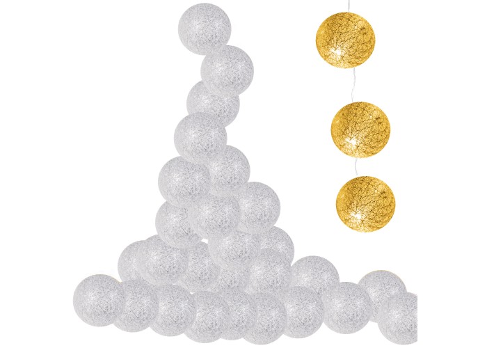 Гірлянда на батарейках Springos Cotton Balls 6 м 30 LED CL0056 Warm White
