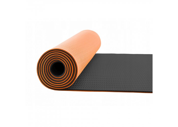 Килимок спортивний 4FIZJO TPE 4 мм для йоги та фітнесу 4FJ0337 Orange/Black