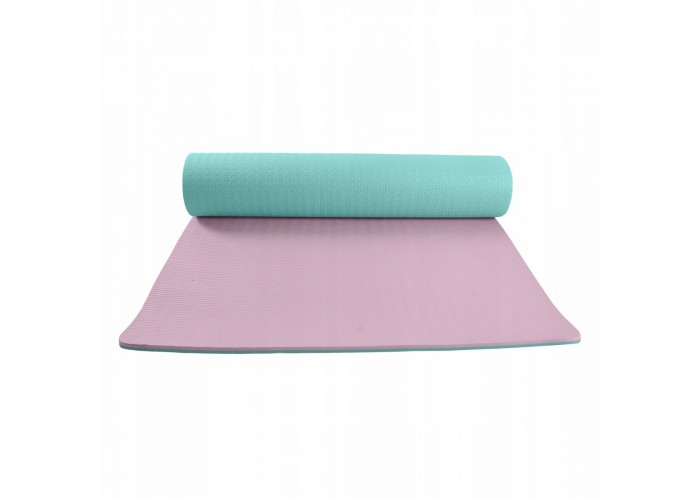 Коврик (мат) для йоги та фітнесу SportVida TPE 4 мм SV-HK0240 Sky Blue/Pink