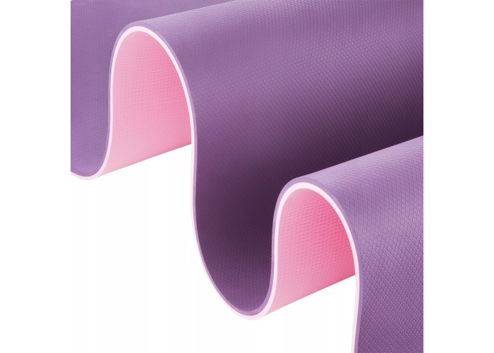 Килимок (мат) спортивний 4FIZJO TPE 180 x 60 x 0.6 см для йоги та фітнесу 4FJ0388 Violet/Pink