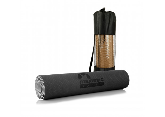 Килимок спортивний Majestic Sport TPE 6 мм для йоги та фітнесу GVT5010/A Black/Grey