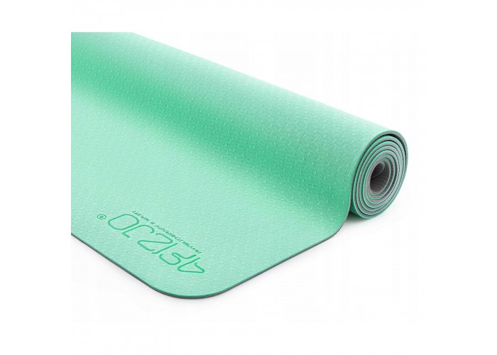 Килимок (мат) спортивний 4FIZJO TPE 180 x 60 x 0.6 см для йоги та фітнесу 4FJ0374 Mint/Grey