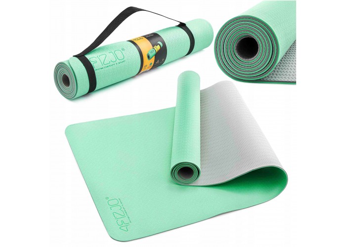 Килимок (мат) спортивний 4FIZJO TPE 180 x 60 x 0.6 см для йоги та фітнесу 4FJ0374 Mint/Grey