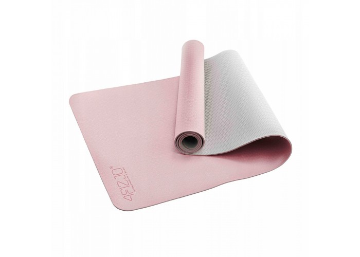 Килимок (мат) спортивний 4FIZJO TPE 180 x 60 x 0.6 см для йоги та фітнесу 4FJ0375 Pink/Grey