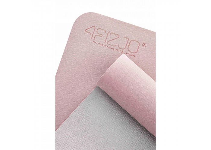Килимок (мат) спортивний 4FIZJO TPE 180 x 60 x 0.6 см для йоги та фітнесу 4FJ0375 Pink/Grey