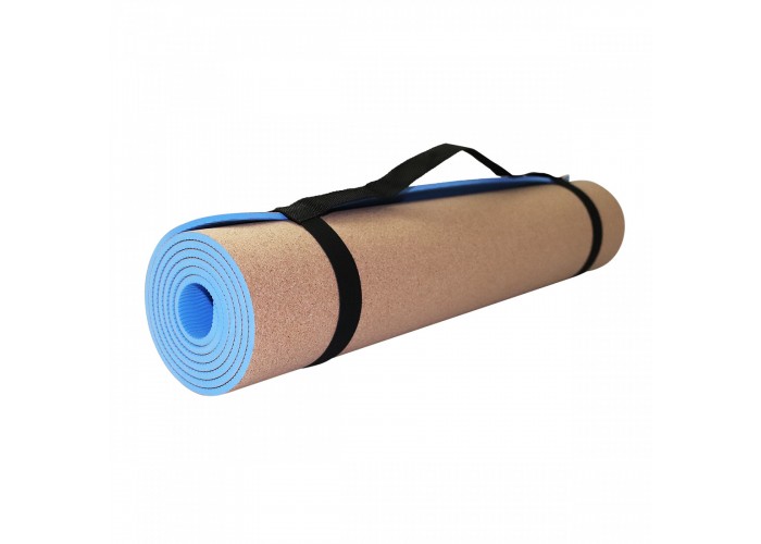 Коврик (мат) для йоги та фітнесу SportVida TPE+Cork 0.6 см SV-HK0318