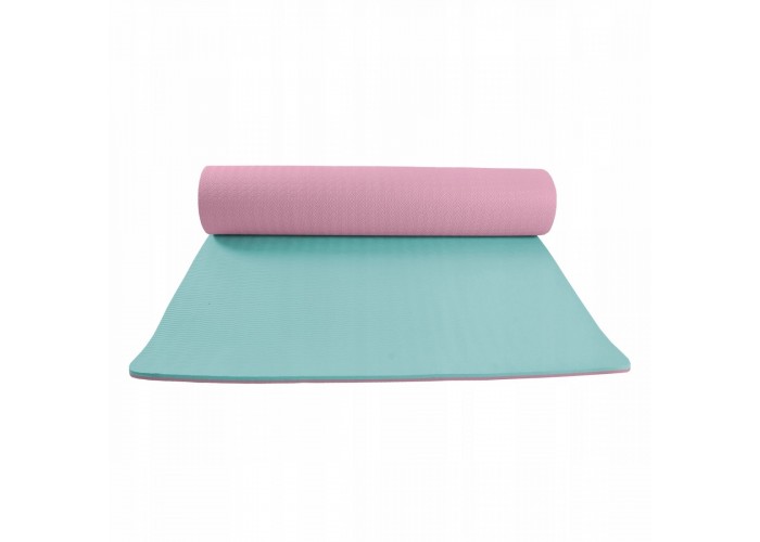 Коврик (мат) для йоги та фітнесу SportVida TPE 6 мм SV-HK0227 Pink/Sky Blue