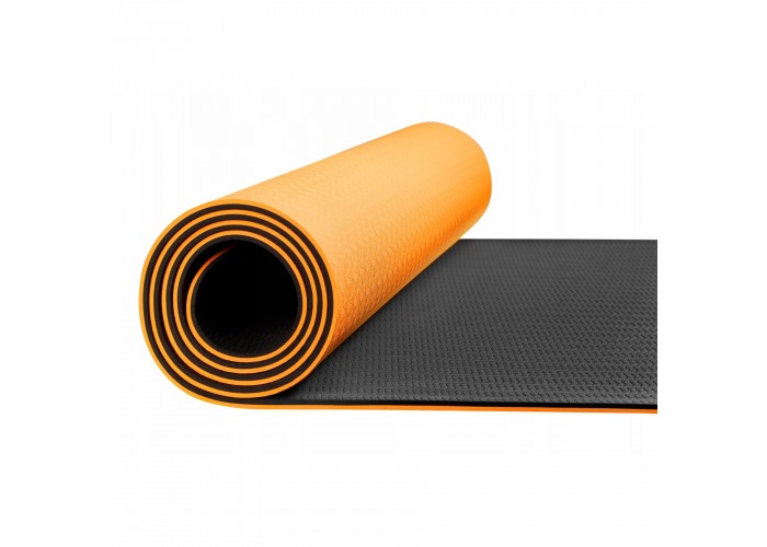 Коврик (мат) для йоги та фітнесу 4FIZJO TPE 6 мм 4FJ0034 Orange/Black