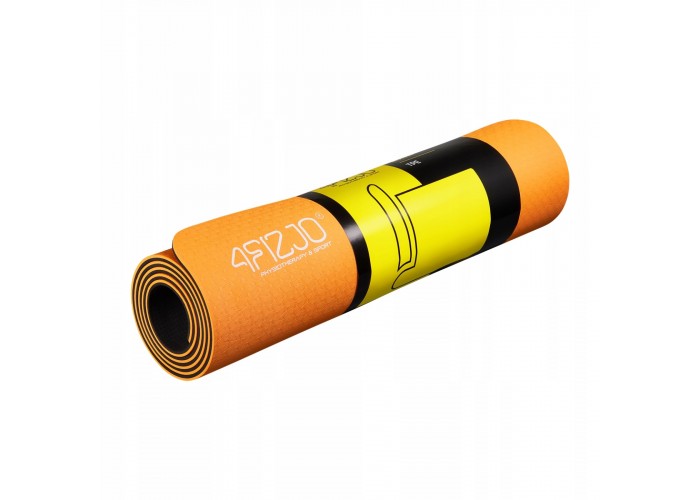 Коврик (мат) для йоги та фітнесу 4FIZJO TPE 6 мм 4FJ0034 Orange/Black