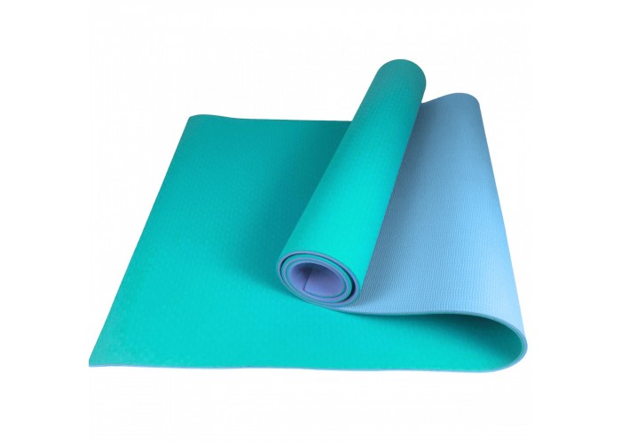 Коврик (мат) для йоги та фітнесу Sportcraft TPE 6 мм ES0077 Mint/Blue