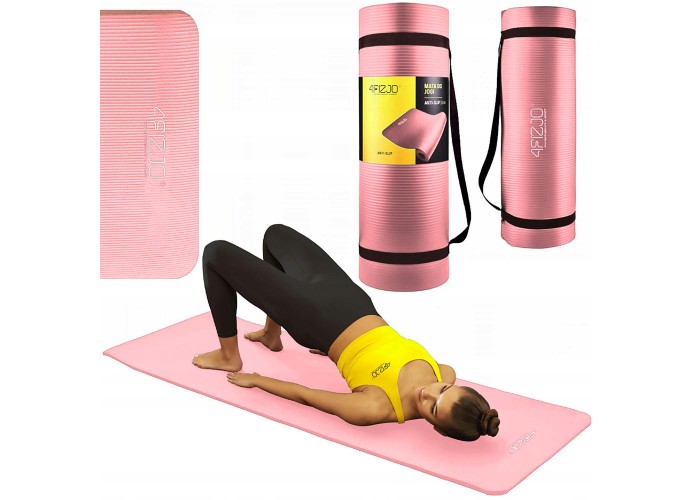 Килимок (мат) спортивний 4FIZJO NBR 180 x 60 x 1.5 см для йоги та фітнесу 4FJ0370 Pink