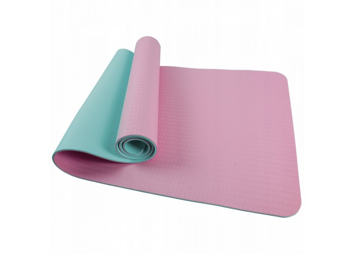 Коврик (мат) для йоги та фітнесу SportVida TPE 4 мм SV-HK0239 Pink/Sky Blue