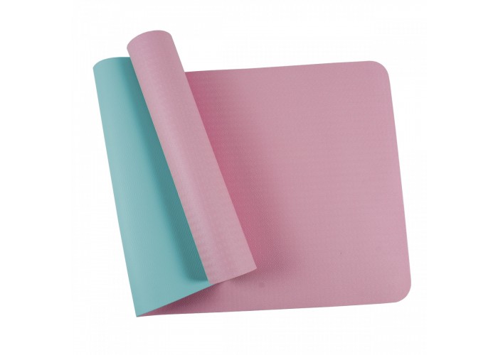 Коврик (мат) для йоги та фітнесу SportVida TPE 4 мм SV-HK0239 Pink/Sky Blue
