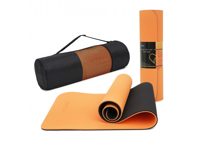 Килимок спортивний Cornix TPE 183 x 61 x 1 см для йоги та фітнесу XR-0091 Orange/Black