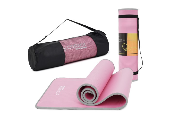 Килимок спортивний Cornix NBR 183 x 61 x 1 cм для йоги та фітнесу XR-0095 Pink/Grey