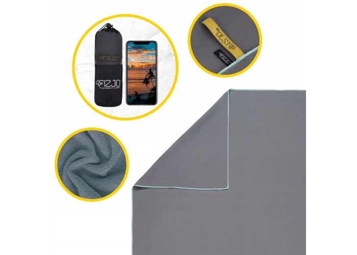 Рушник спортивний 4FIZJO 130 x 75 см з мікрофібри 4FJ0436 Grey