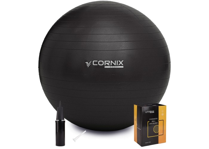 М'яч для фітнесу (фітбол) Cornix 85 см Anti-Burst XR-0260 Black