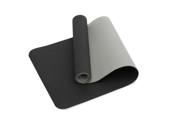 Килимок (мат) спортивний SportVida TPE 183 x 61 x 0.6 см для йоги та фітнесу SV-EZ0057 Black/Grey