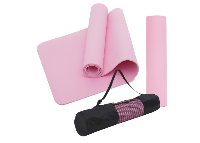 Килимок (мат) спортивний SportVida TPE 183 x 61 x 0.4 см для йоги та фітнесу SV-EZ0050 Pink