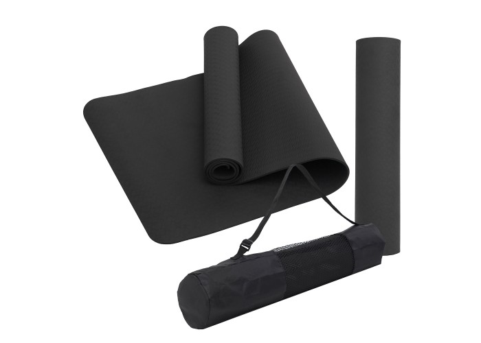 Килимок (мат) спортивний SportVida TPE 183 x 61 x 0.4 см для йоги та фітнесу SV-EZ0051 Black