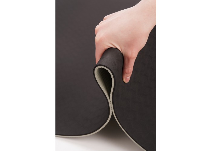 Килимок (мат) спортивний SportVida TPE 183 x 61 x 0.4 см для йоги та фітнесу SV-EZ0052 Black/Grey