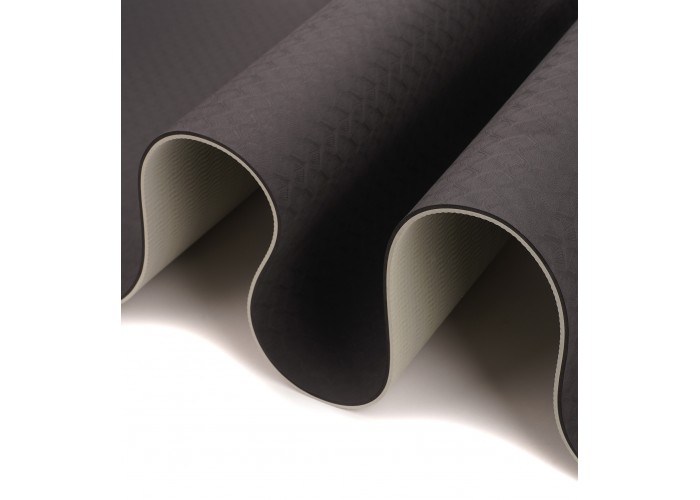 Килимок (мат) спортивний SportVida TPE 183 x 61 x 0.4 см для йоги та фітнесу SV-EZ0052 Black/Grey