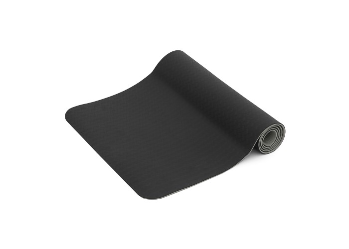 Килимок (мат) спортивний SportVida TPE 183 x 61 x 0.4 см для йоги та фітнесу SV-EZ0052 Black/Grey
