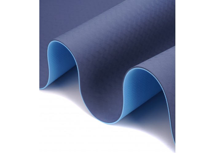 Килимок (мат) спортивний SportVida TPE 183 x 61 x 0.4 см для йоги та фітнесу SV-EZ0053 Blue/Sky Blue