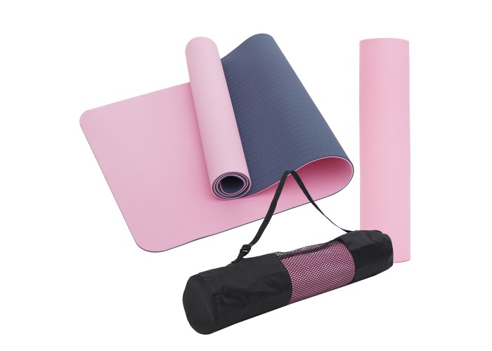 Килимок (мат) спортивний SportVida TPE 183 x 61 x 1 см для йоги та фітнесу SV-EZ0064 Pink/Blue