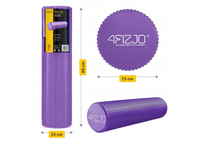 Масажний ролик 4FIZJO CARE+ EVA 60 x 15 см (валик, роллер) 4FJ0522 Purple