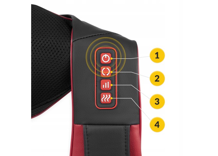 Накидка-масажер 4FIZJO Shiatsu Pro+ для шиї та спини 4FJ0565 Black/Red