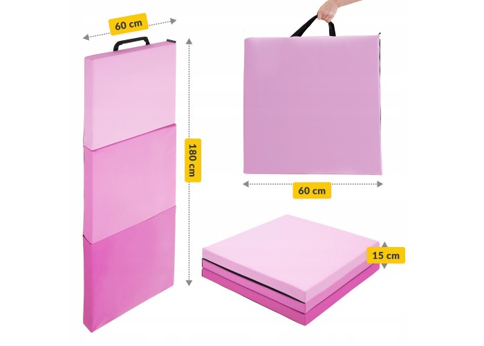 Мат гімнастичний складний 4FIZJO 180 x 60 x 5 см 4FJ0572 Pink/Light Pink