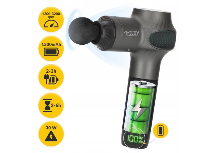 Ручний перкусійний масажер 4FIZJO Massage Gun Active 30 Вт (масажний пістолет) 4FJ0592