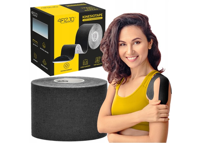 Стрічка кінезіологічна (кінезіо тейп) 4FIZJO 5 см x 5 м 4FJ0539 Black