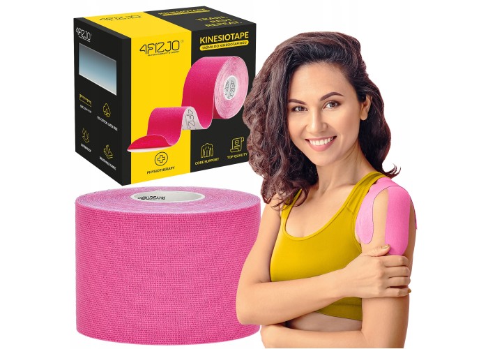 Стрічка кінезіологічна (кінезіо тейп) 4FIZJO 5 см x 5 м 4FJ0540 Pink