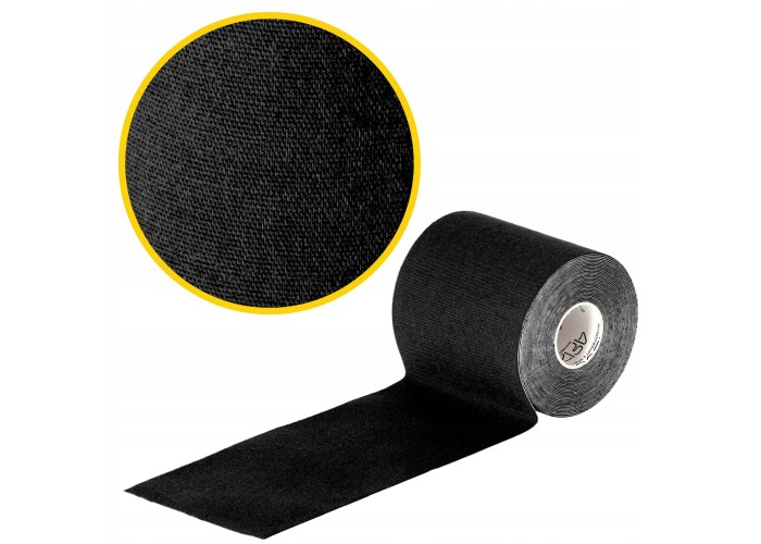 Стрічка кінезіологічна (кінезіо тейп) 4FIZJO 7.5 см x 5 м 4FJ0546 Black