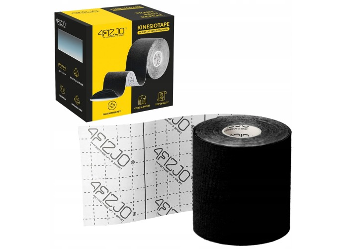Стрічка кінезіологічна (кінезіо тейп) 4FIZJO 7.5 см x 5 м 4FJ0546 Black